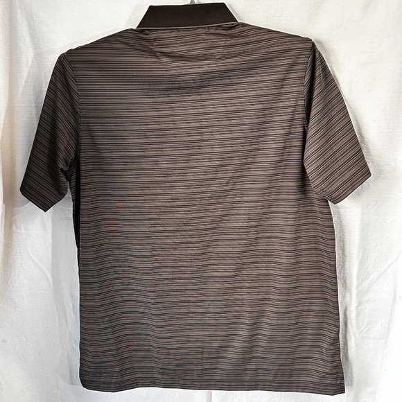 Bobby Jones Performance Polo L Brown Stripe Short Sleeve Polyester Shirt - Picture 3 of 3